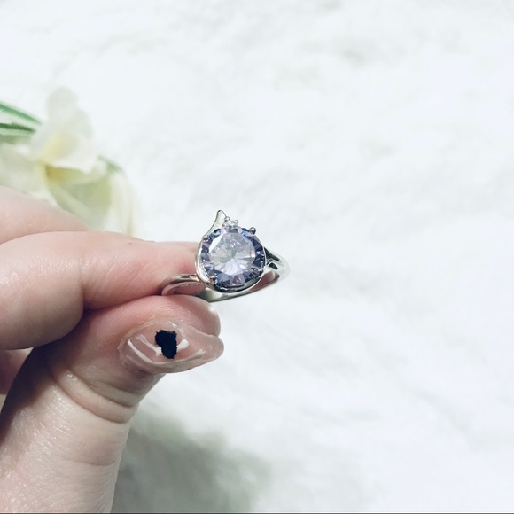 ๐Stunning Lavender Birthstone Round 4-Prong Synthetic Gem Silver Ring | US 8 - Picture 14 of 16
